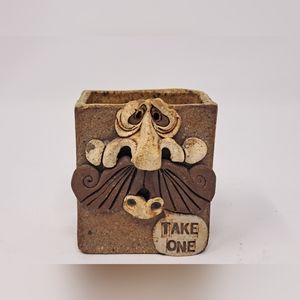 Pottery Ugly Face Tooth Pick Holder? Business Card Holder?